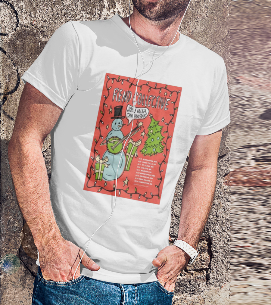 Rend Collective Jolly Irish Christmas Tour Dates And Festive Snowman With Banjo Art T-Shirt