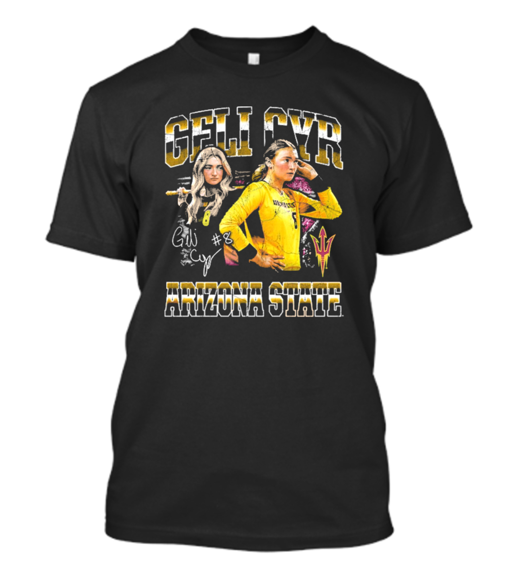 Geli Cyr Arizona State Sun Devils Yellow Jersey #8 Volleyball Retro 90s T-Shirt