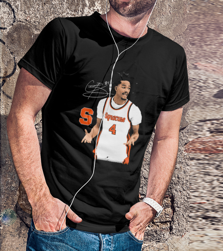 Chris Bell #4 Syracuse Orange Basketball Signature T-Shirt