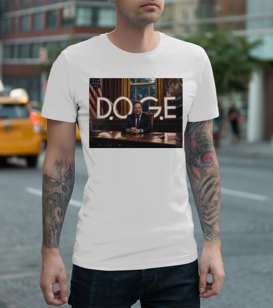 Elon Musk Dogecoin DOGE in Presidential Office Department Of Government Efficiency T-Shirt