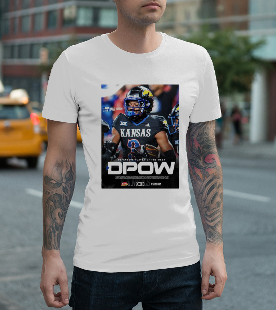 Mello Dotson Kansas Jayhawks DPOW Big 12 Defensive Player Of The Week T-Shirt