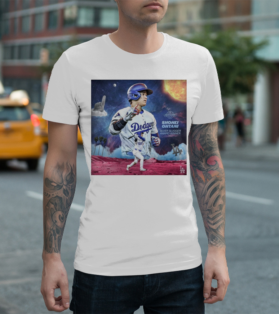 Shohei Ohtani Dodgers MLB Silver Slugger Award Winner Moon Scene T-Shirt