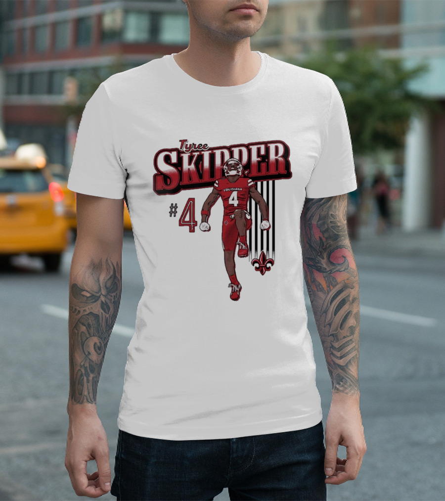 Tyree Skipper #4 Louisiana Ragin’ Cajuns Football Fleur-de-Lis T-Shirt