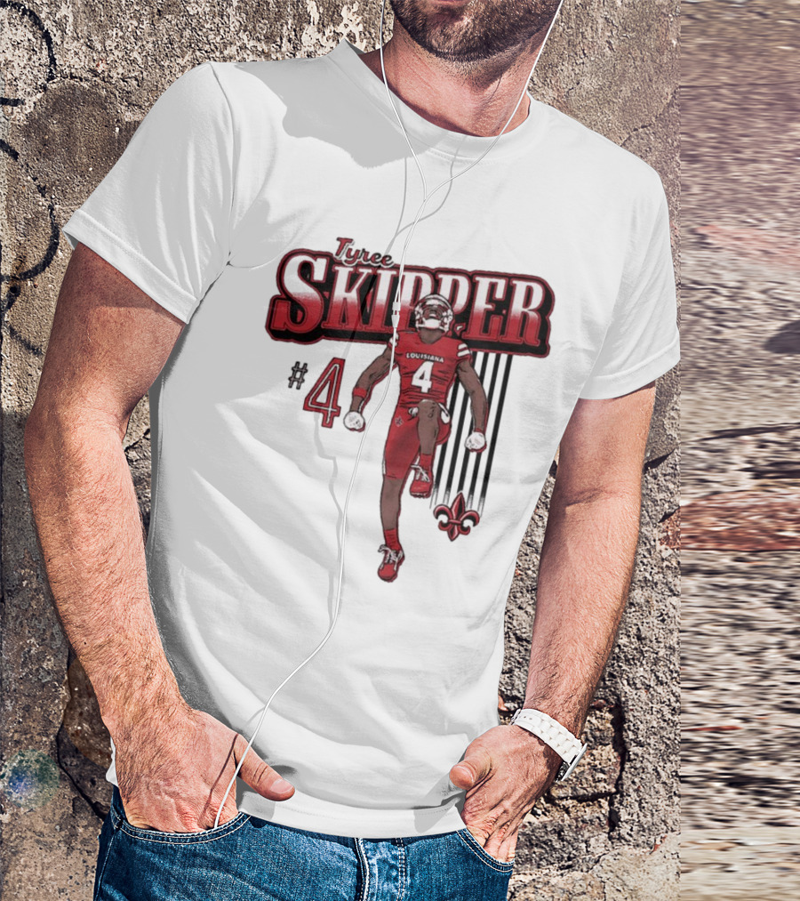 Tyree Skipper #4 Louisiana Ragin’ Cajuns Football Fleur-de-Lis T-Shirt