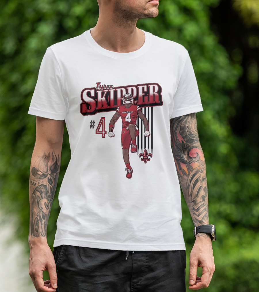 Tyree Skipper #4 Louisiana Ragin’ Cajuns Football Fleur-de-Lis T-Shirt