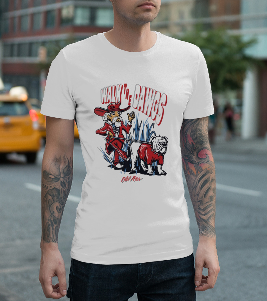 Walk The Dawgs Old Row Georgia Bulldogs vs. Ole Miss Rebels T-Shirt