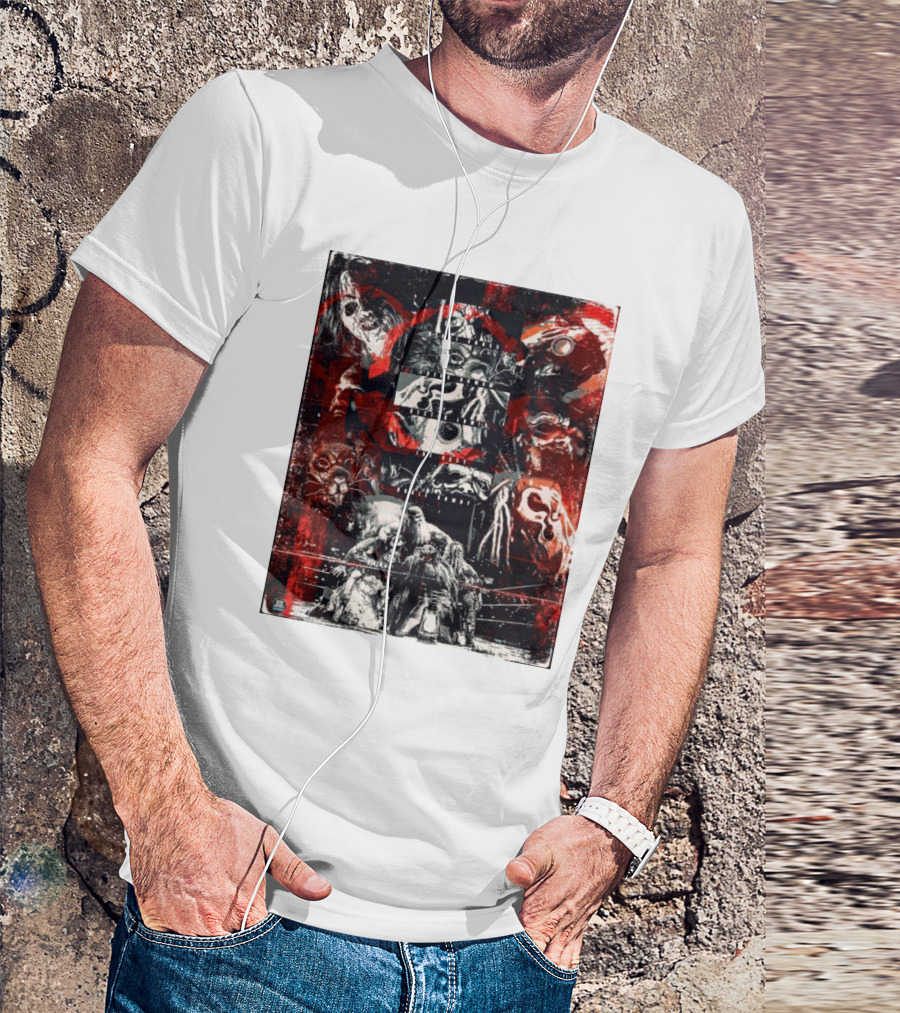 Wyatt Sicks Nikki Cross Erick Redbeard Joe Gacy Uncle Howdy Dexter Lumis WWE Horror Elements Collage T-Shirt