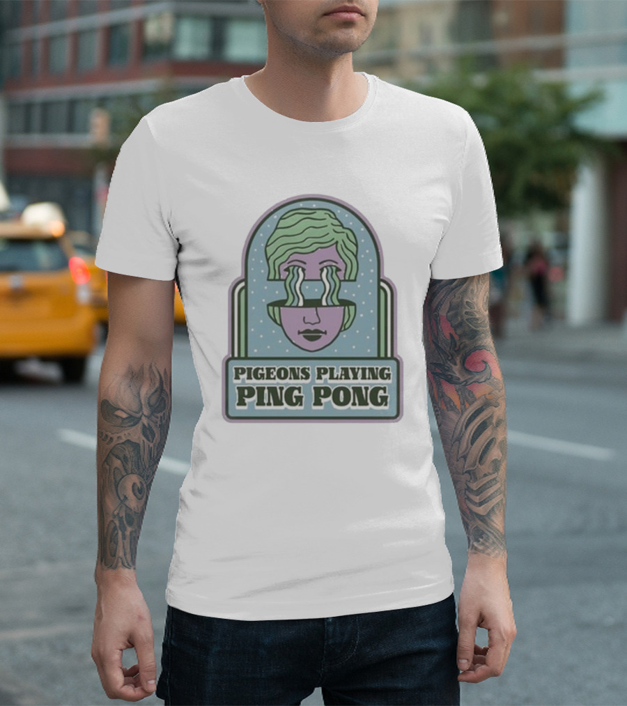 Pigeons Playing Ping Pong 2025 Tour Psychedelic Face T-Shirt