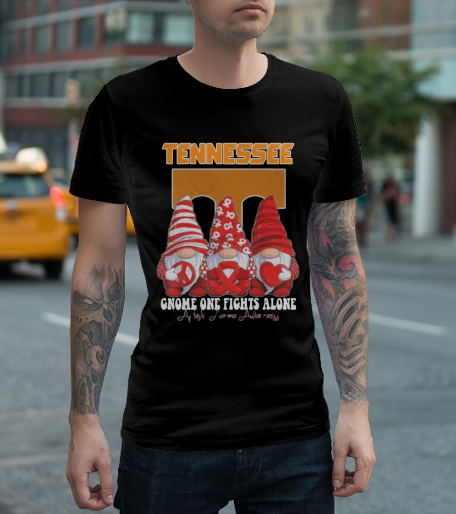 Tennessee Volunteers Autism Awareness Gnome One Fights Alone T-Shirt