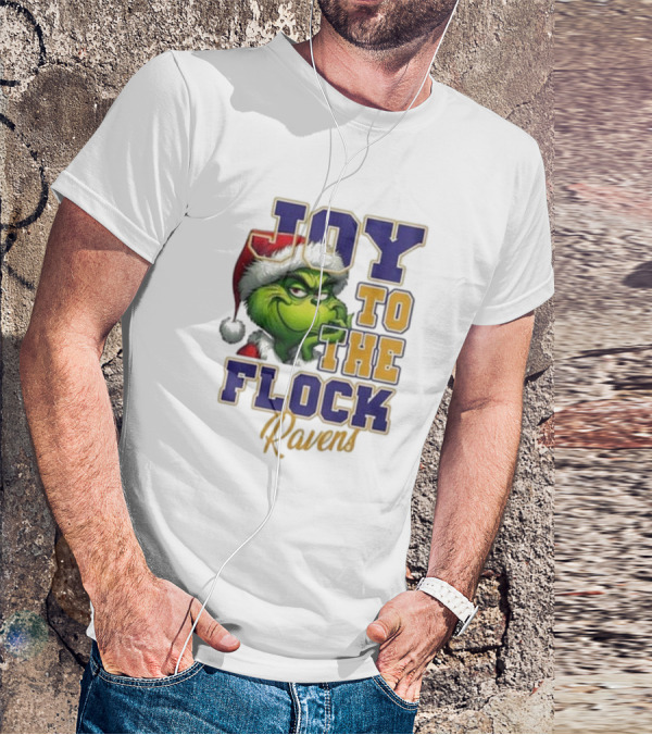 Joy To The Flock Ravens Merry Christmas The Grinch T-Shirt