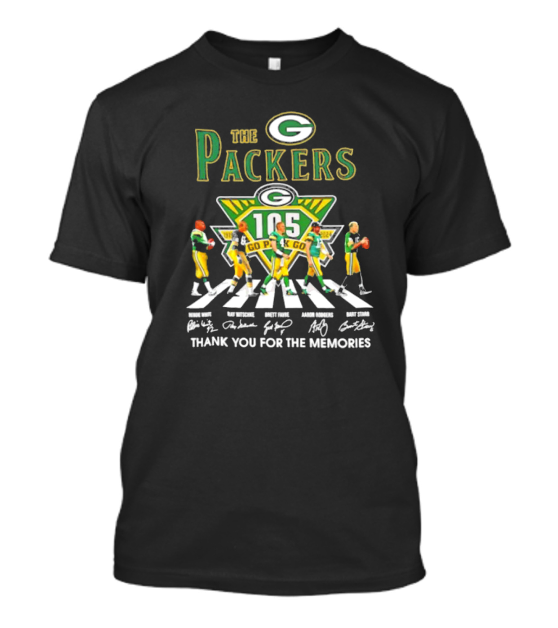 The Packers 105th Anniversary Abbey Road Thank You For The Memories Signatures 1919 T-Shirt