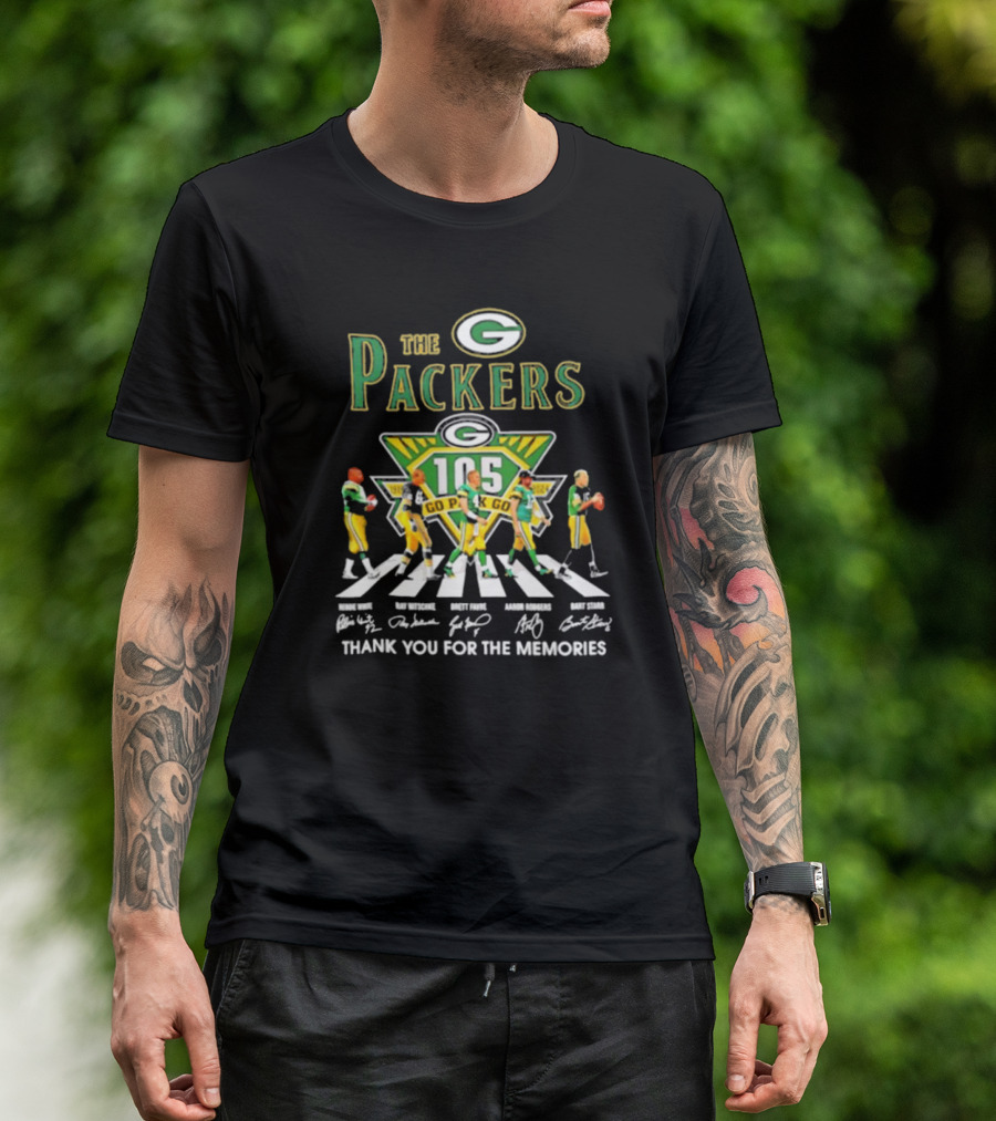 The Packers 105th Anniversary Abbey Road Thank You For The Memories Signatures 1919 T-Shirt