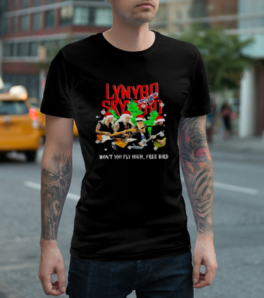 Lynyrd Skynyrd Won’t You Fly High Free Bird Christmas Holiday Band Santa Hats T-Shirt