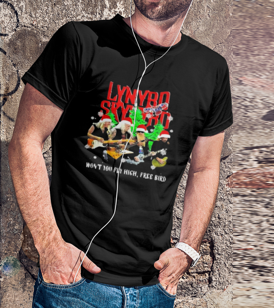 Lynyrd Skynyrd Won’t You Fly High Free Bird Christmas Holiday Band Santa Hats T-Shirt