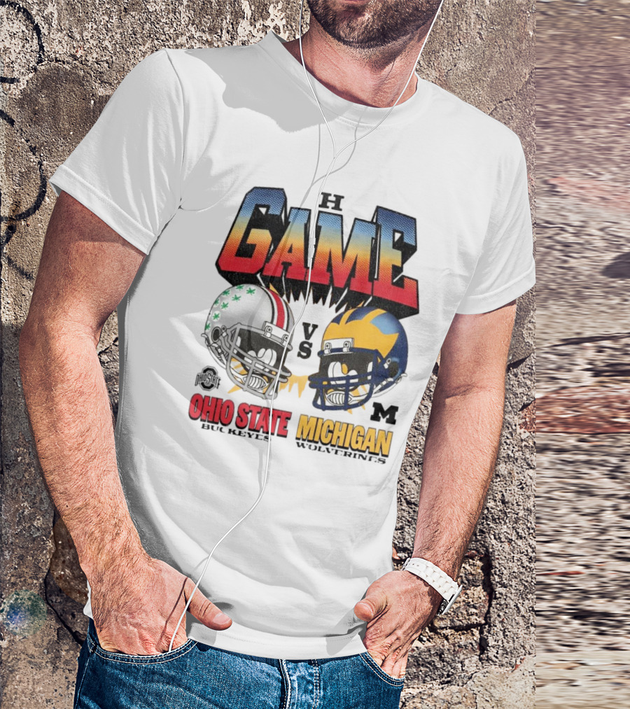 Ohio State Buckeyes Vs Michigan Wolverines The Game Football Rivalry 2024 Helmet Clash T-Shirt