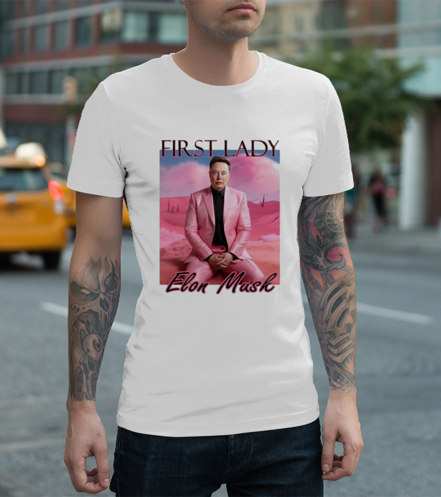 First Lady Elon Musk Pink Suit Portrait T-Shirt