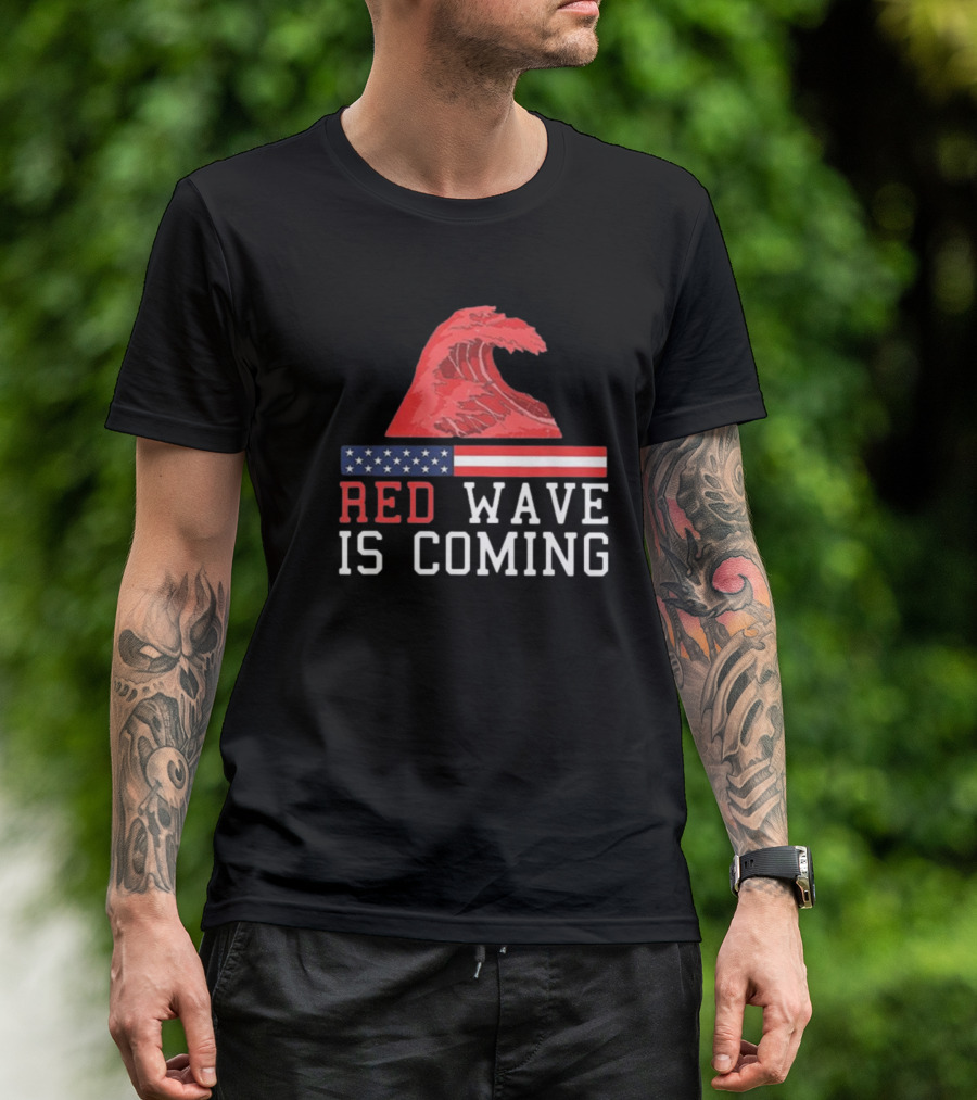 Red Wave Is Coming American Flag Wave T-Shirt