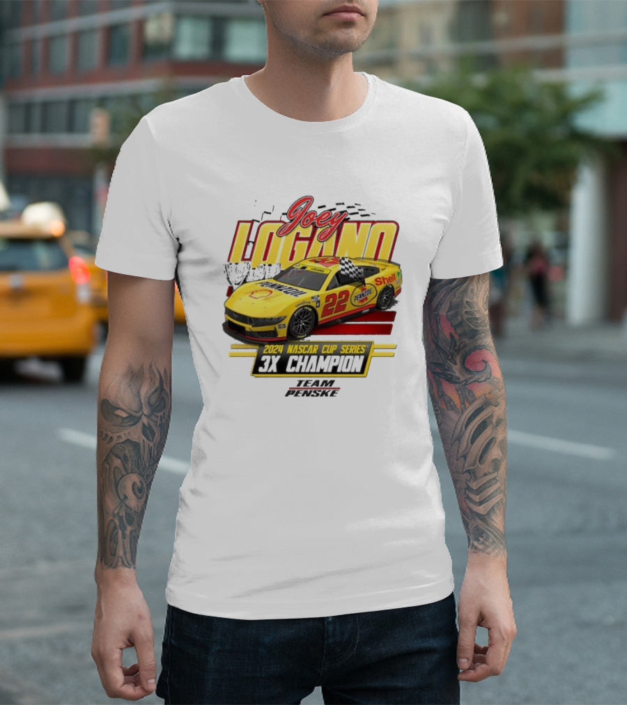 Joey Logano 2024 NASCAR Cup Series 3X Champion Team Penske Vintage Car 22 T-Shirt