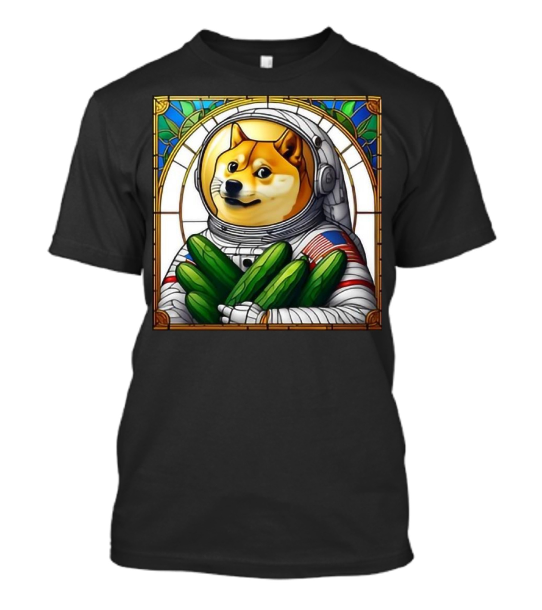 Godogearmy Cucumbá Doge 2024 Astronaut Cucumber Mosaic T-Shirt
