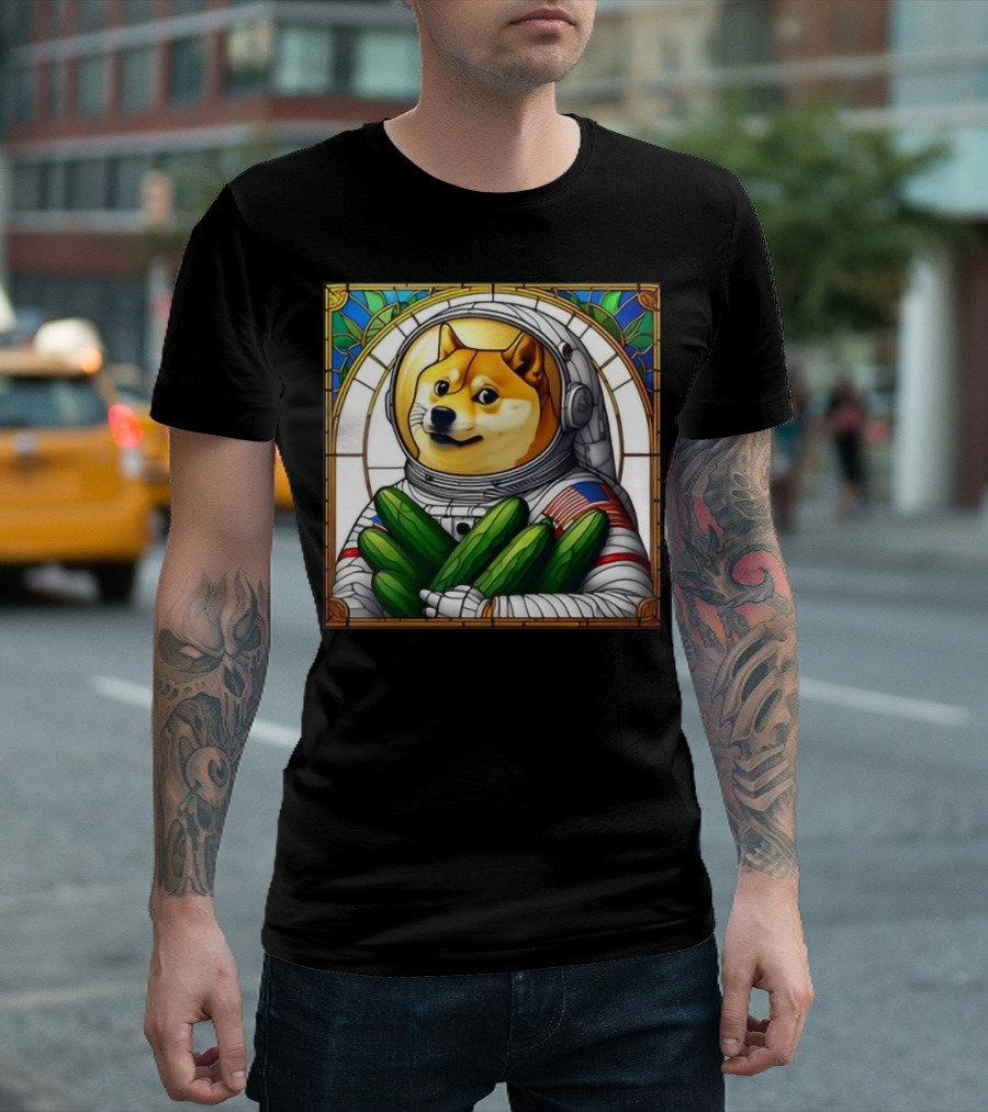 Godogearmy Cucumbá Doge 2024 Astronaut Cucumber Mosaic T-Shirt