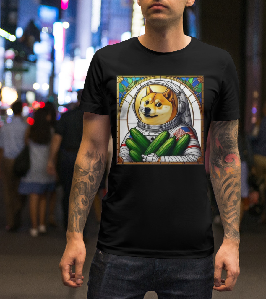 Godogearmy Cucumbá Doge 2024 Astronaut Cucumber Mosaic T-Shirt