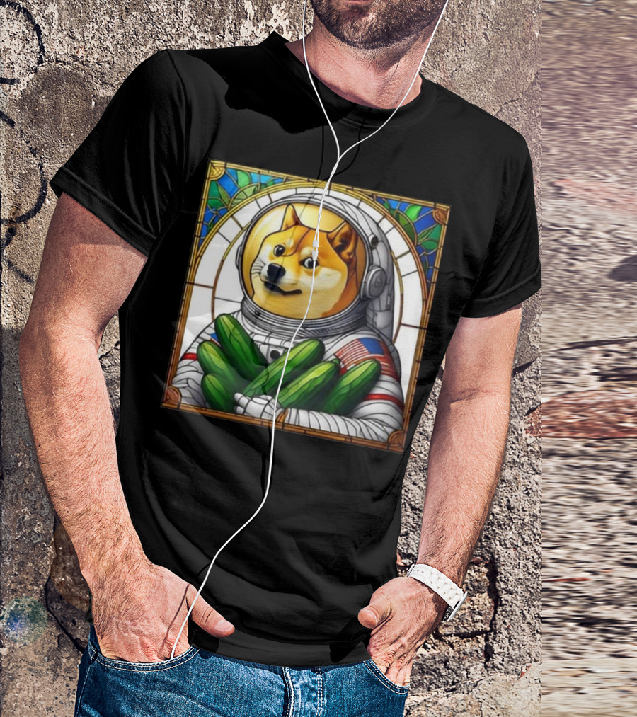 Godogearmy Cucumbá Doge 2024 Astronaut Cucumber Mosaic T-Shirt