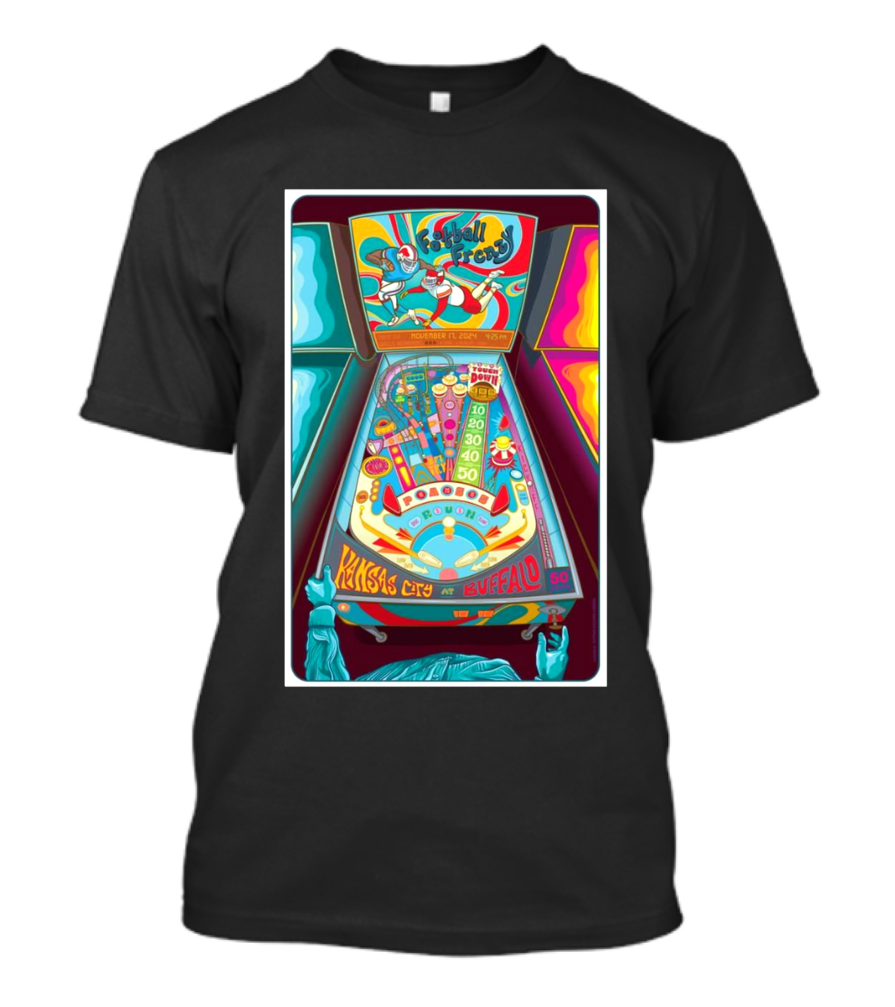 Kansas City Chiefs At Buffalo Bills Football Frenzy Pinball November 17 T-Shirt