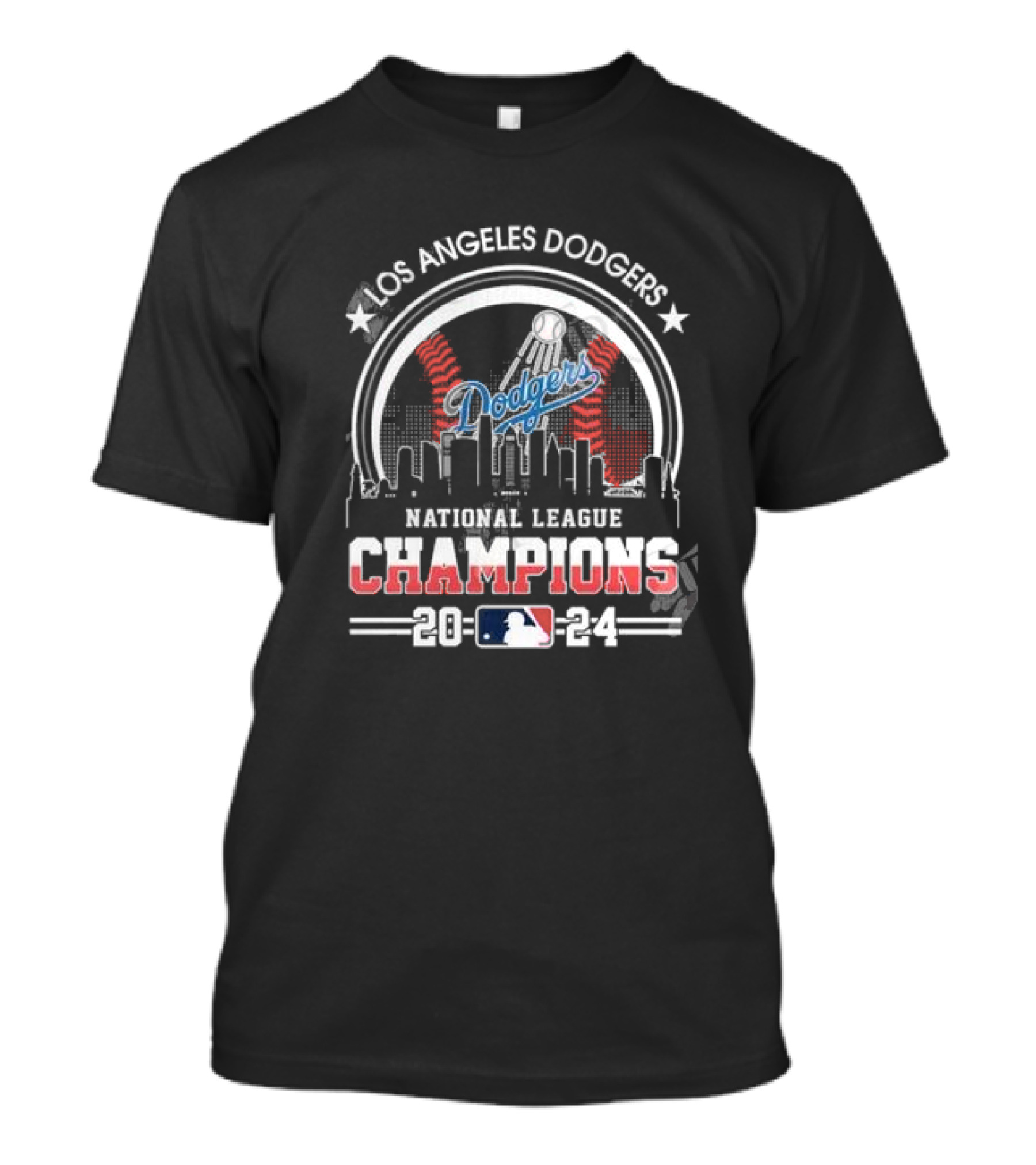 Los Angeles Dodgers National League Champions 2024 Skyline Baseball T-Shirt