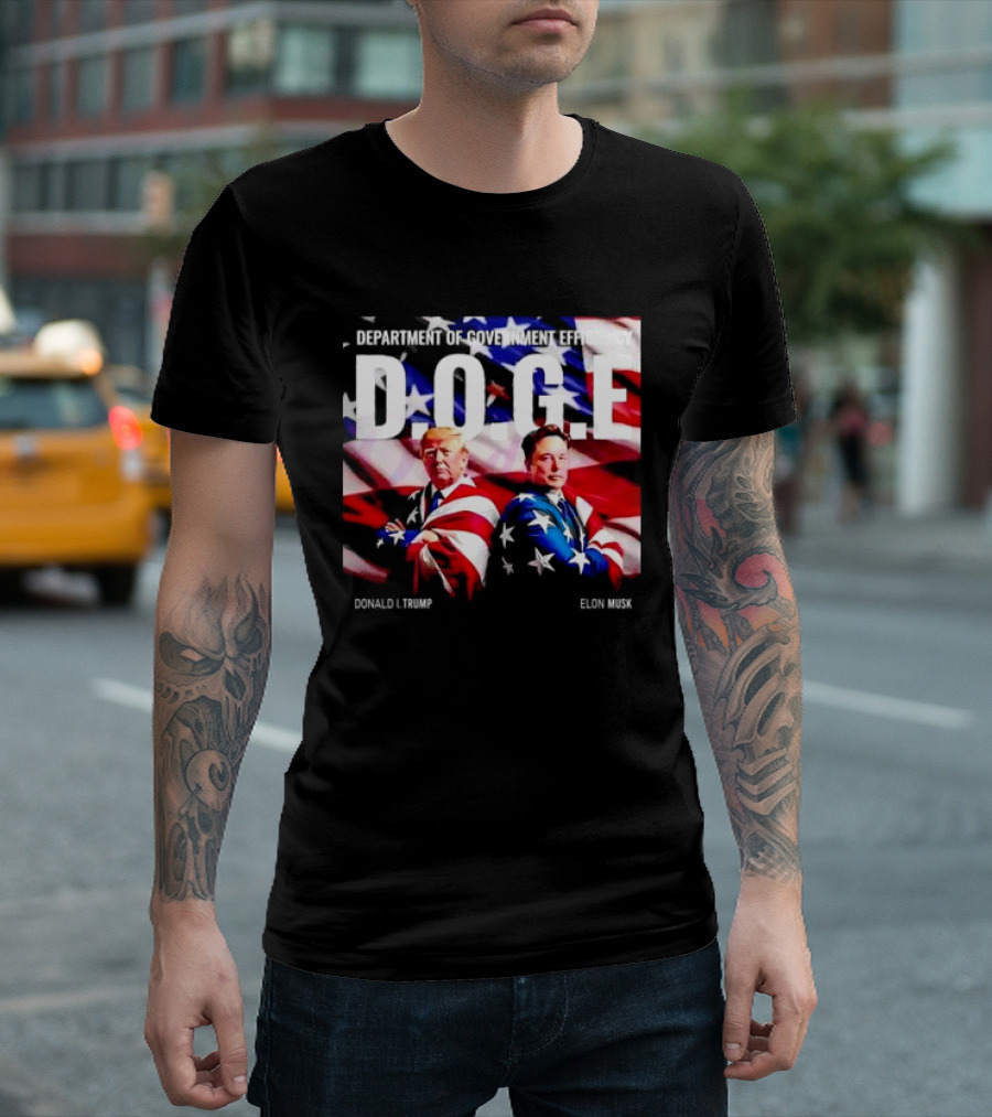 Department Of Government Efficiency D.O.G.E Trump And Musk 2024 USA Flag T-Shirt
