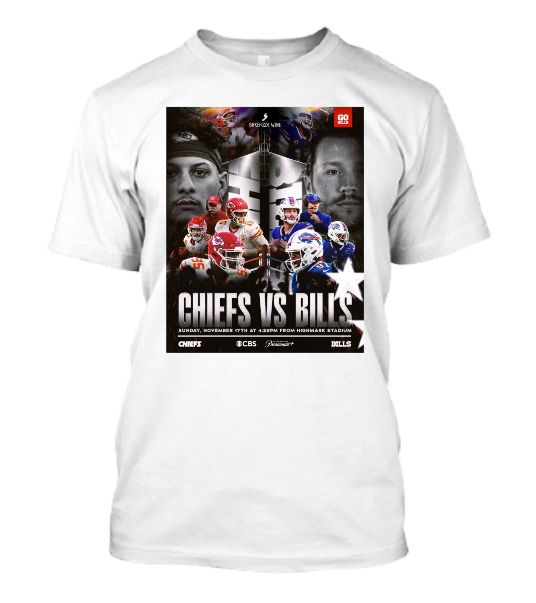 NFL Chiefs Vs Bills Sunday November 17th 4:25PM CBS Highmark Stadium T-Shirt
