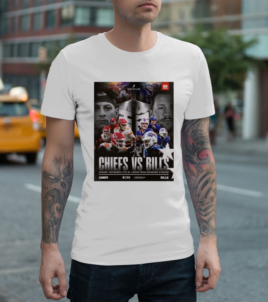 NFL Chiefs Vs Bills Sunday November 17th 4:25PM CBS Highmark Stadium T-Shirt