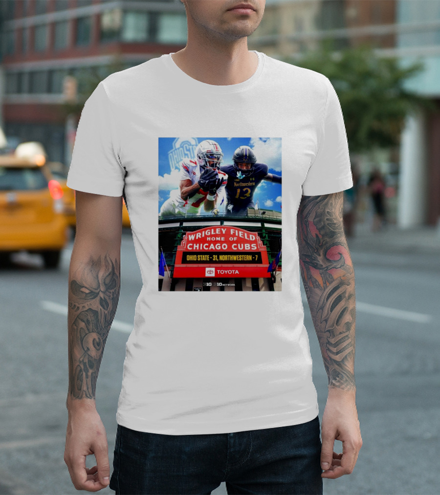 Ohio State Buckeyes 31 Vs Northwestern Wildcats 7 at Wrigley Field Home of Chicago Cubs T-Shirt