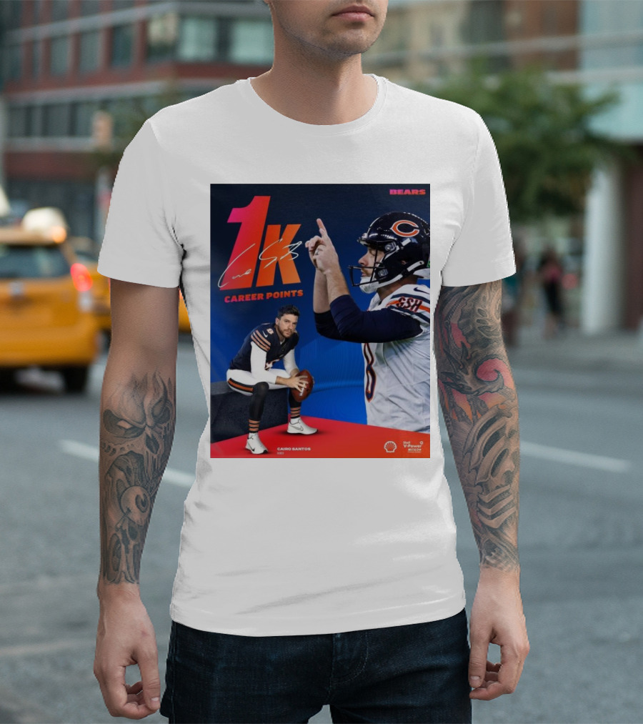 Chicago Bears Cairo Santos 1K Career Points Signature BEARS T-Shirt