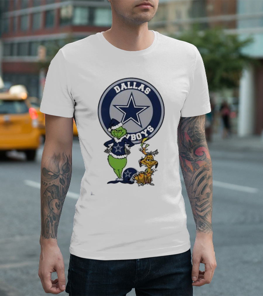 Dallas Cowboys Grinch And Max Merry Christmas T-Shirt
