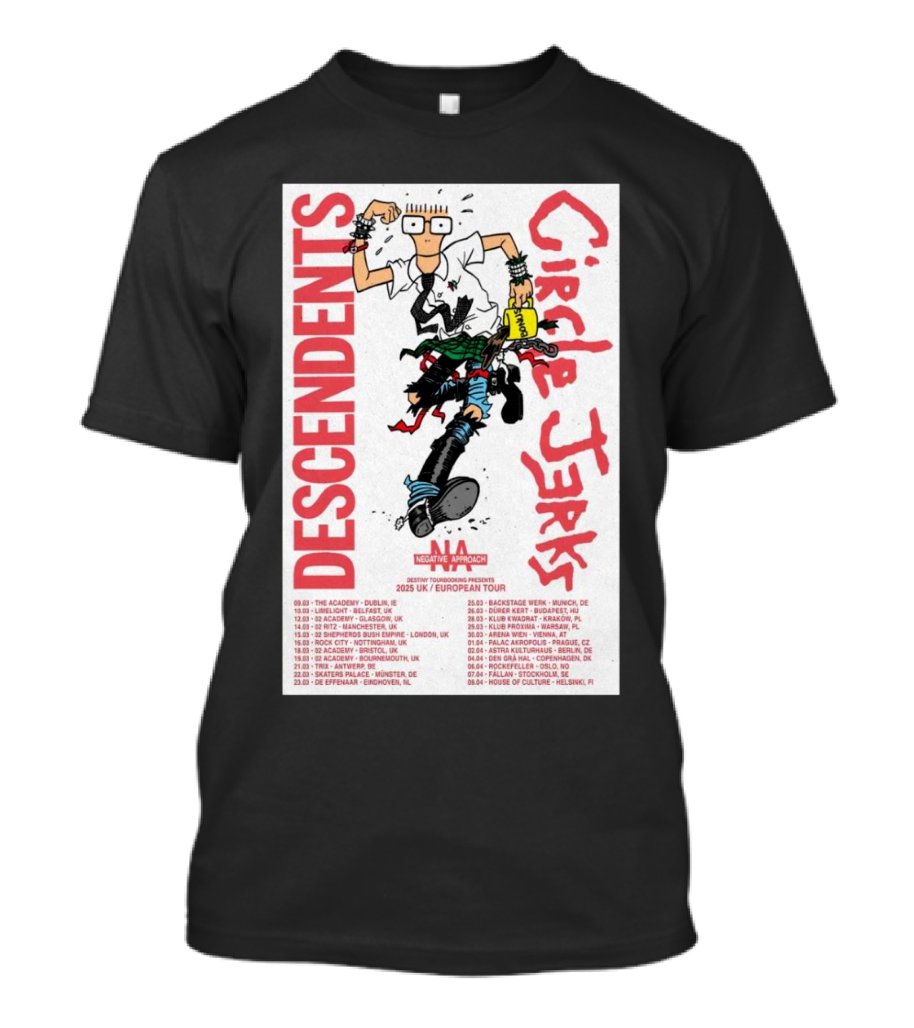 Descendents Circle Jerks NA UK European Tour 2025 Tour Dates Punk Band T-Shirt