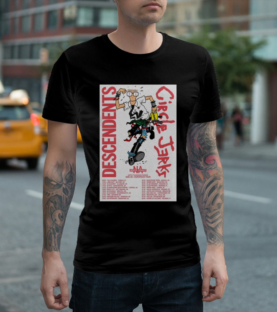 Descendents Circle Jerks NA UK European Tour 2025 Tour Dates Punk Band T-Shirt