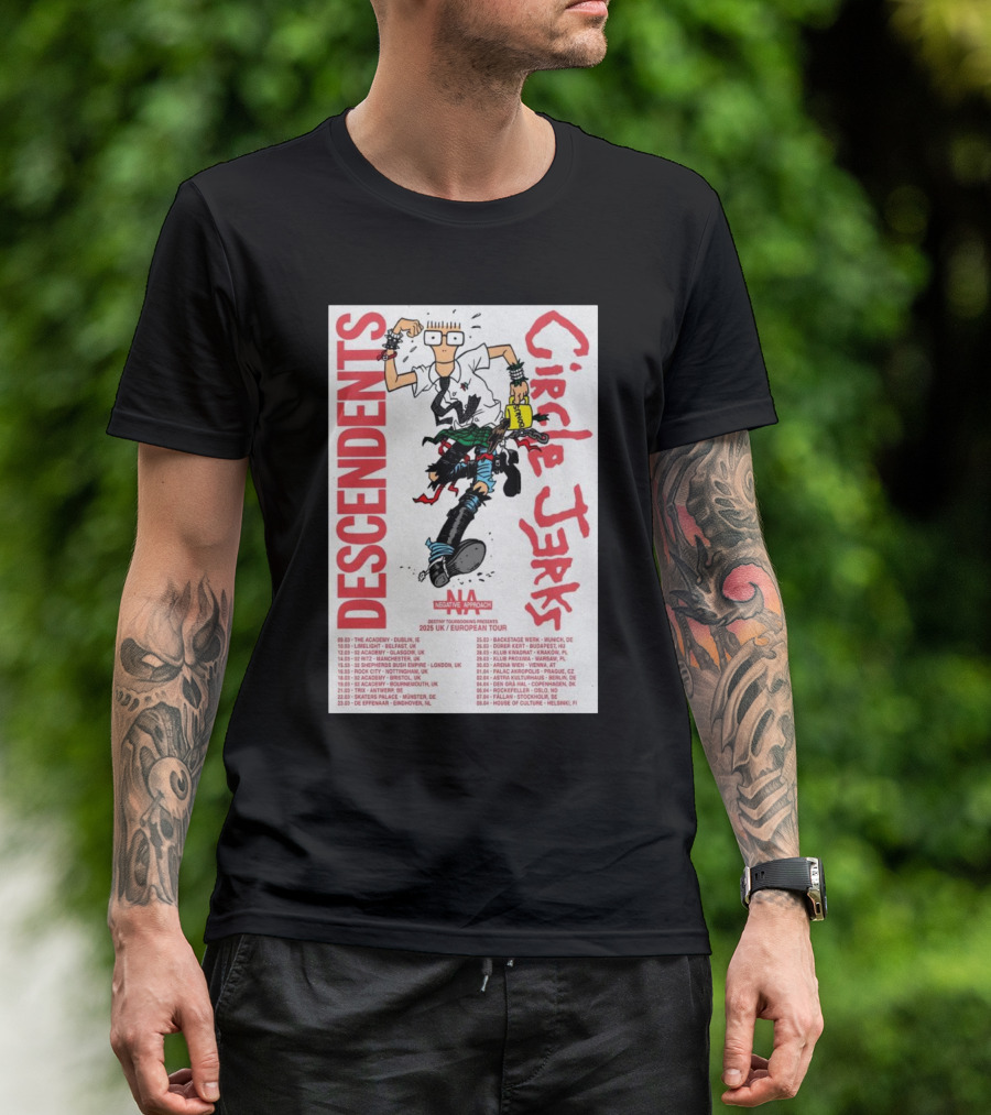 Descendents Circle Jerks NA UK European Tour 2025 Tour Dates Punk Band T-Shirt