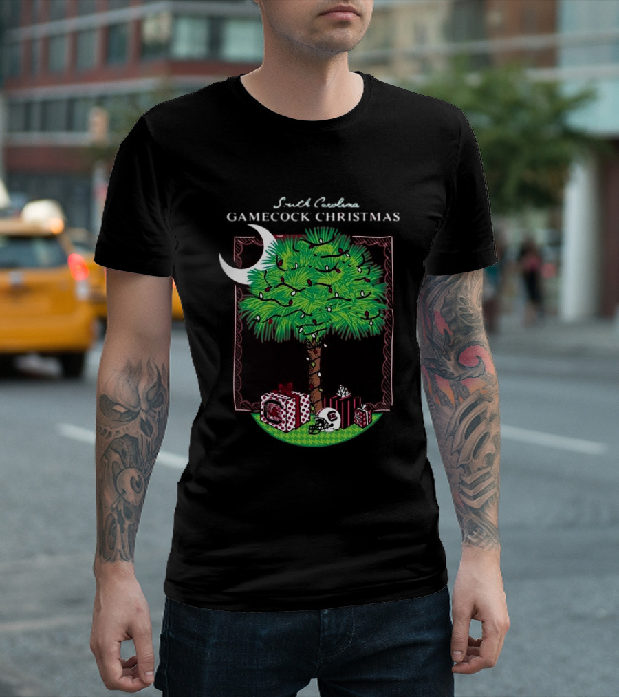 South Carolina Gamecock Christmas Palm Tree Presents Garnet T-Shirt
