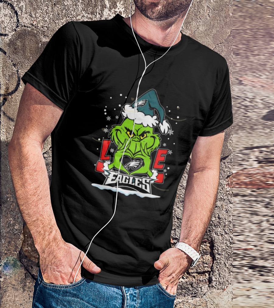 The Grinch Philadelphia Eagles Love Snowy Hat Stars T-Shirt