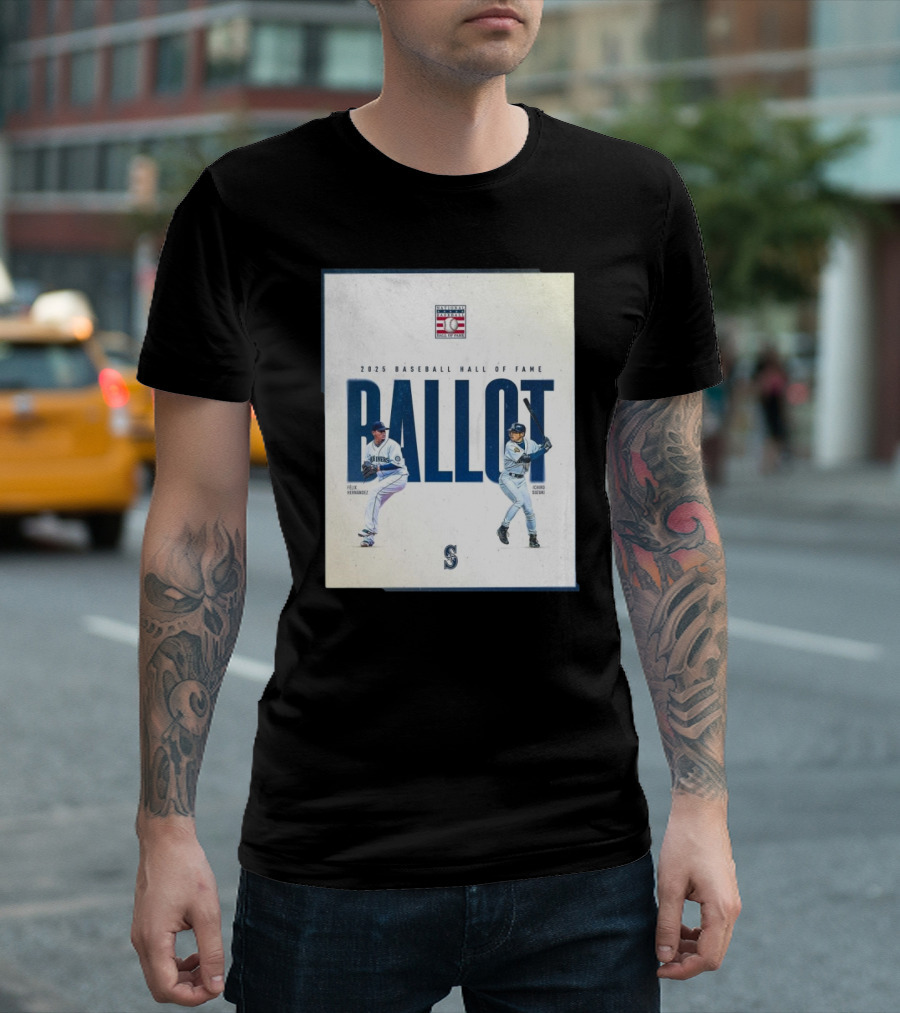 Seattle Mariners Hall of Fame 2025 Ballot Felix Hernandez Ichiro Suzuki T-Shirt
