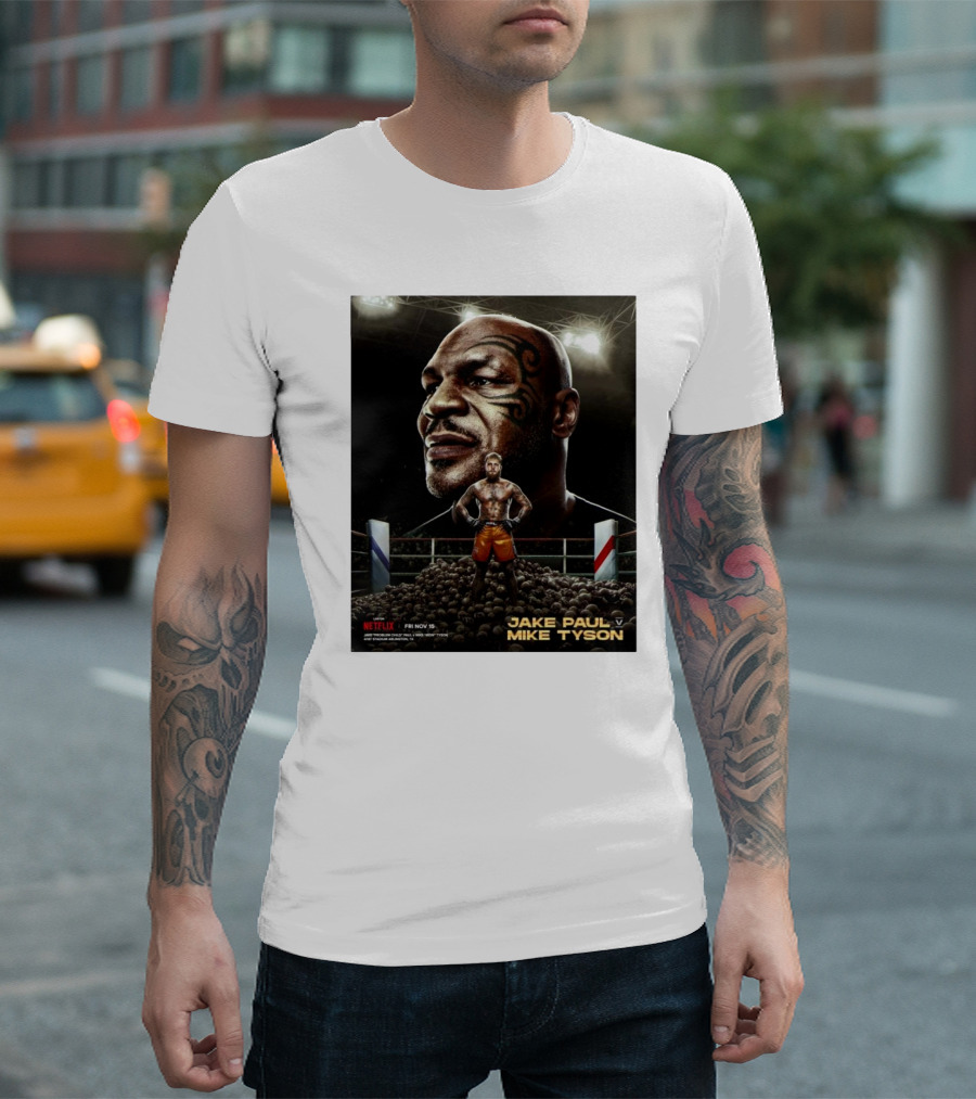 Jake Paul vs Mike Tyson Fight Poster Fri Nov 15 2024 AT&T Stadium Arlington TX T-Shirt