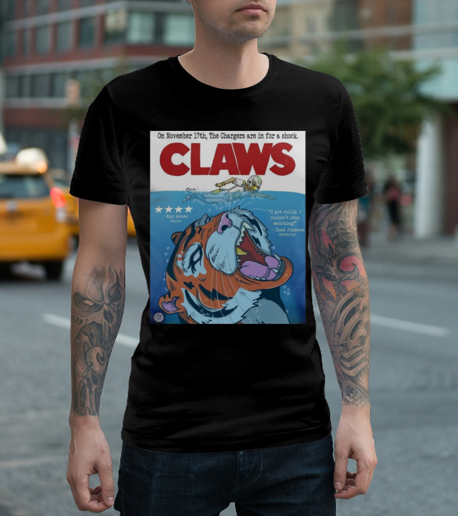 Bengals vs Chargers Claws On November 17th The Chargers Are In For A Shock Sunday Night Football Kay Adams Chad Johnson T-Shirt