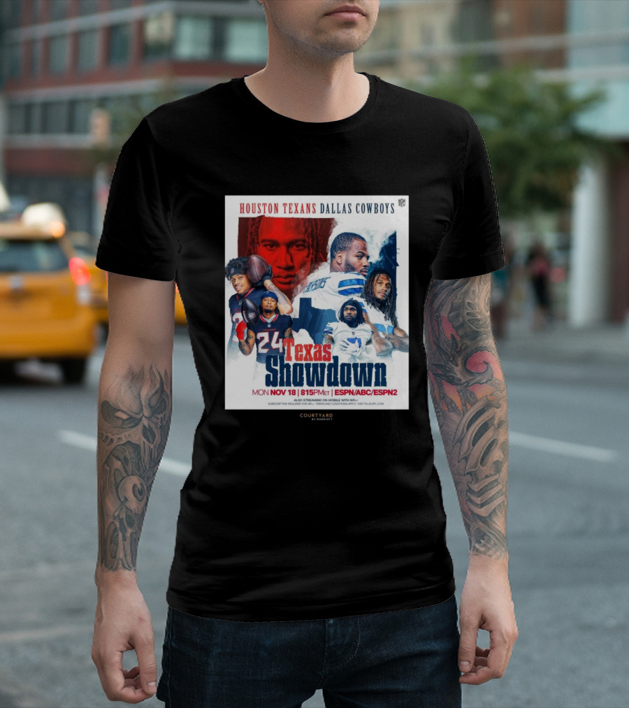Houston Texans Dallas Cowboys Texas Showdown Mon Nov 18 815PM ET ESPN ABC ESPN2 T-Shirt
