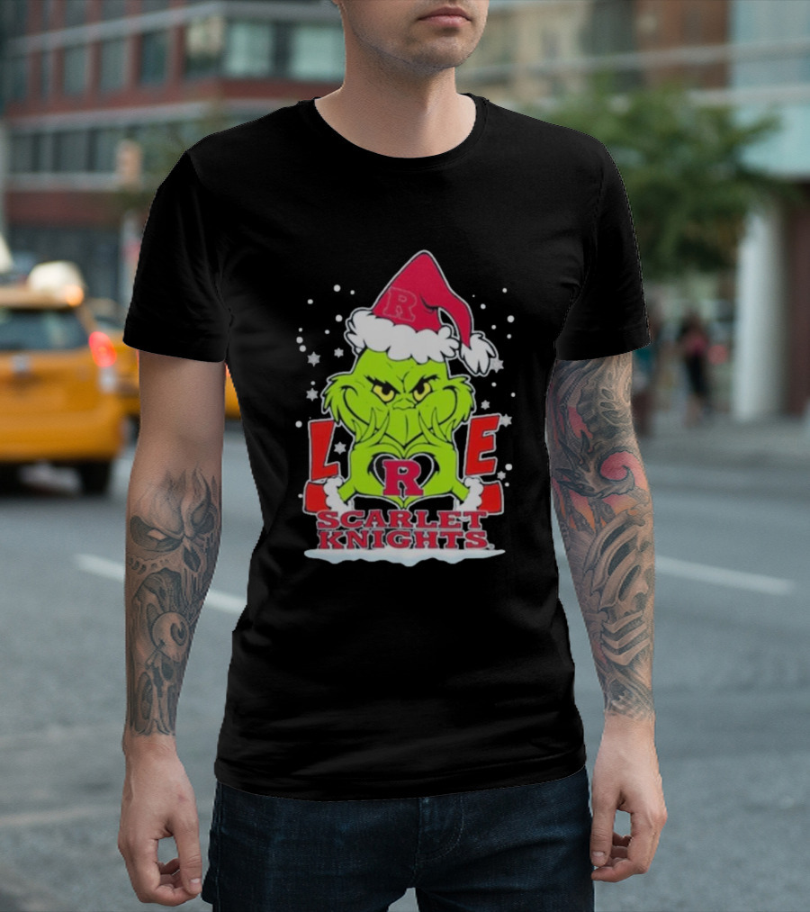 Grinch Love Rutgers Scarlet Knights Football Christmas T-Shirt