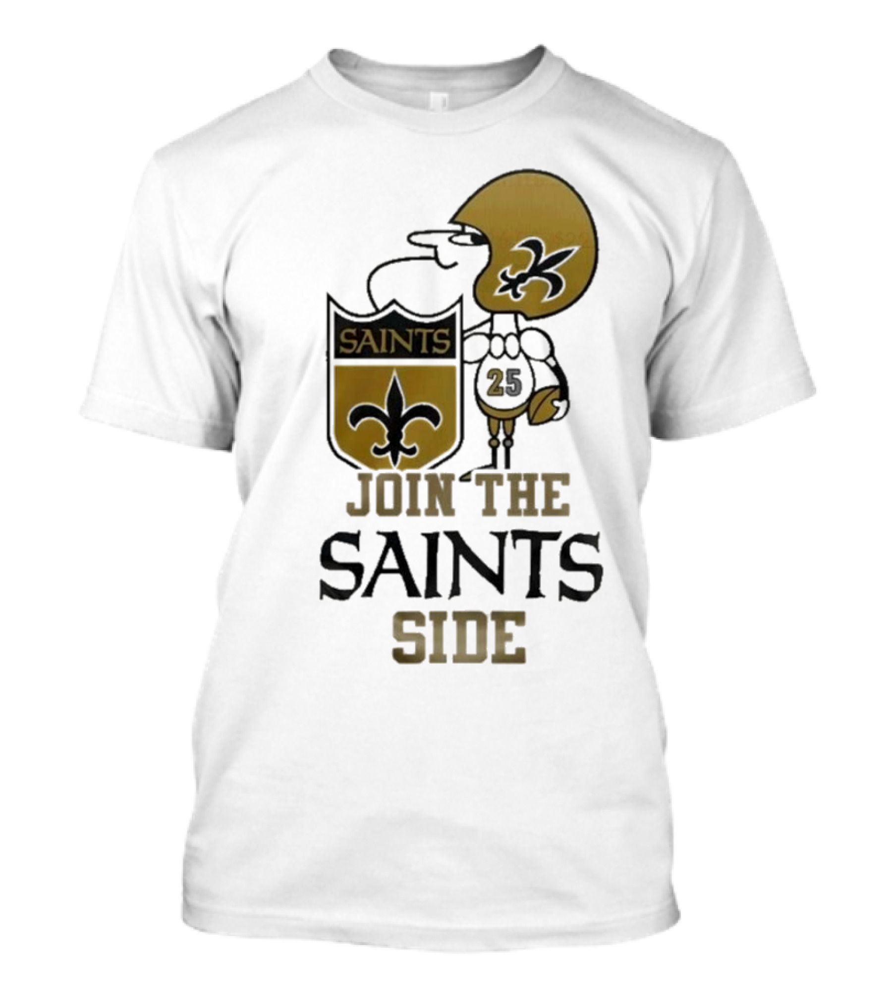 New Orleans Saints Join The Saints Side 2024 Saints Side Iconic Helmet Player Fleur-de-Lis T-Shirt