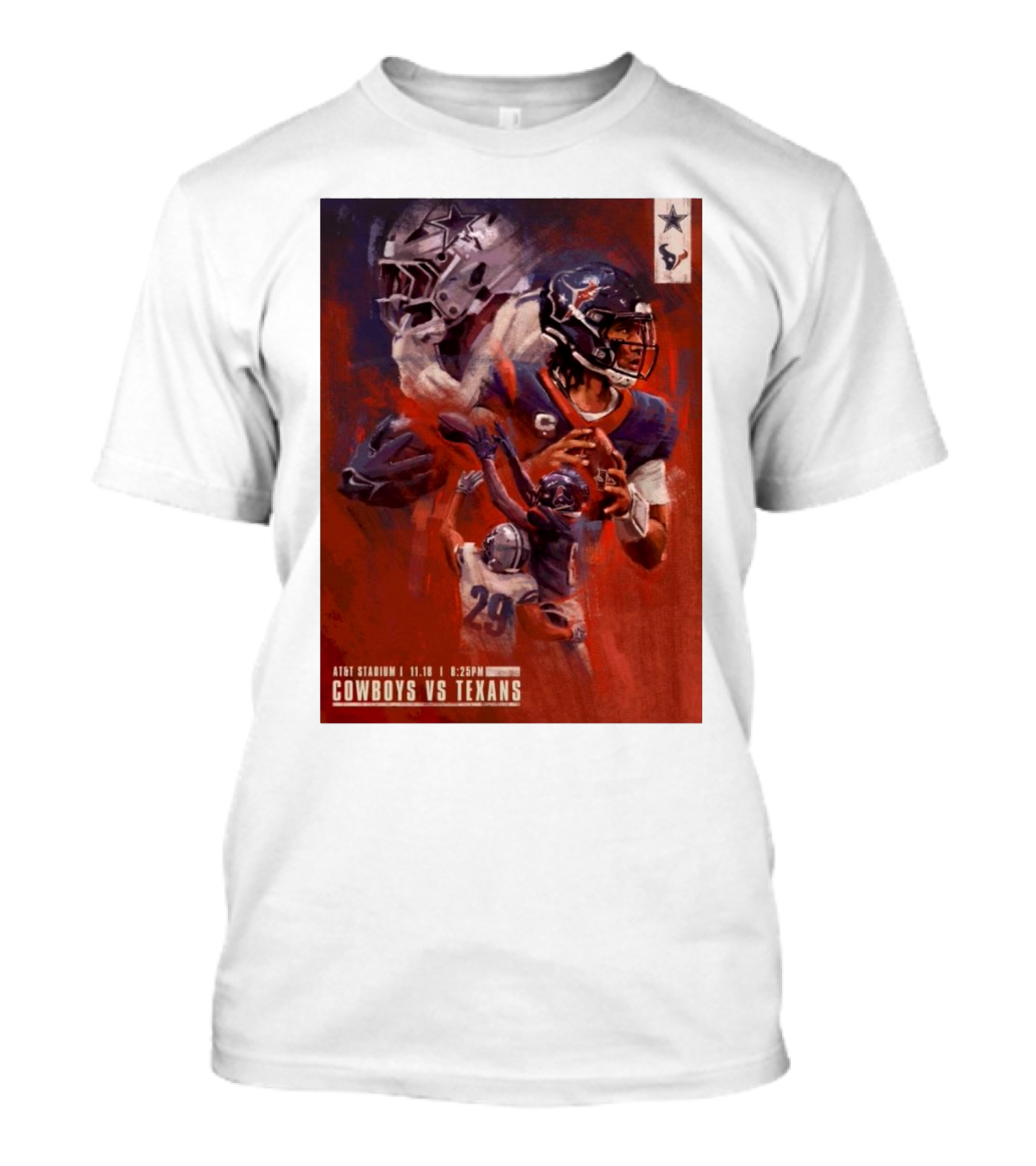 AT&T Stadium Cowboys Vs Texans 11.18 Gameday Illustrated Matchup T-Shirt