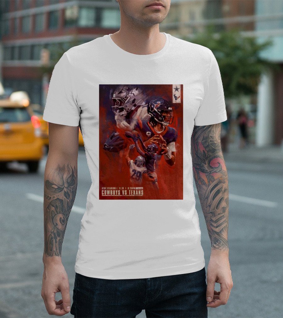 AT&T Stadium Cowboys Vs Texans 11.18 Gameday Illustrated Matchup T-Shirt