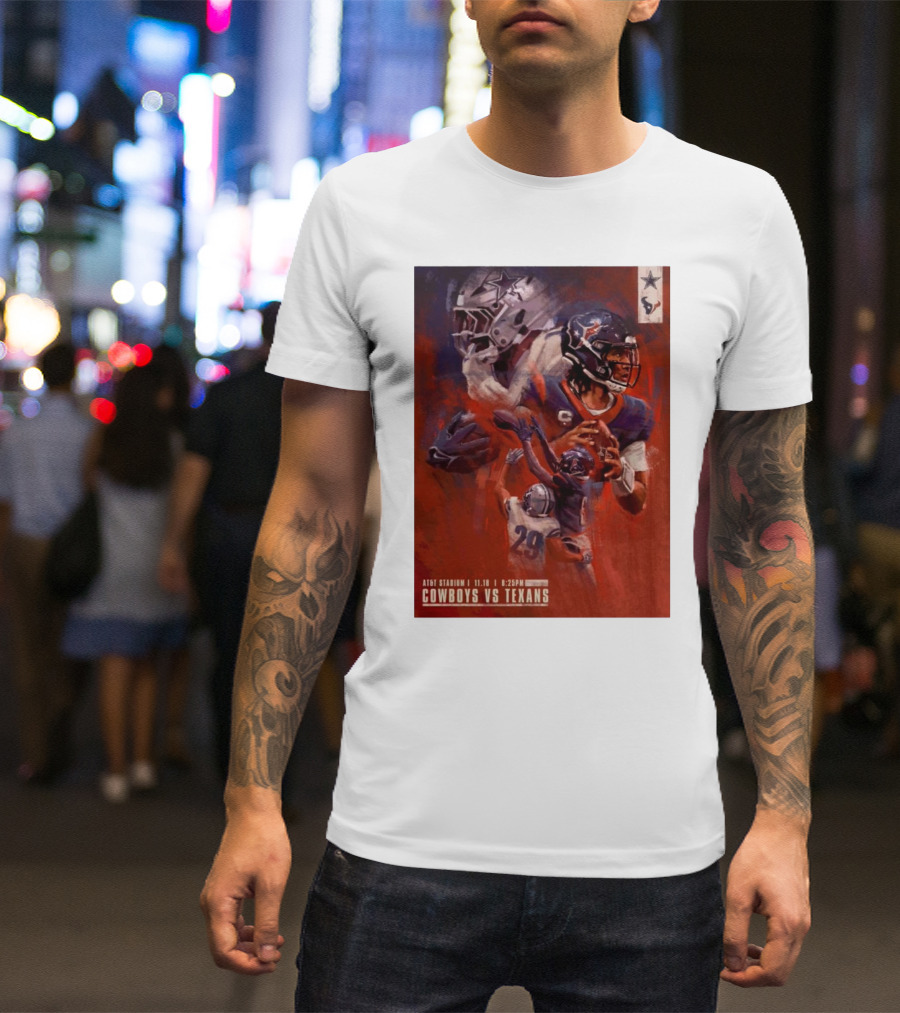 AT&T Stadium Cowboys Vs Texans 11.18 Gameday Illustrated Matchup T-Shirt
