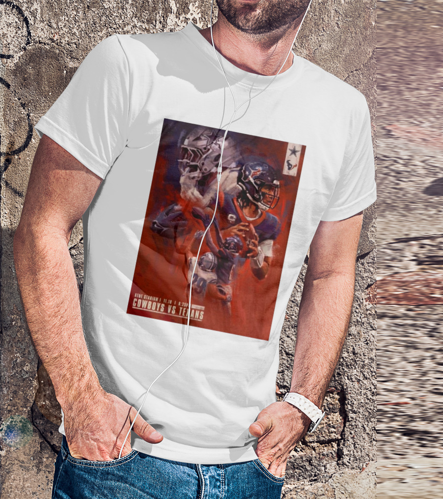 AT&T Stadium Cowboys Vs Texans 11.18 Gameday Illustrated Matchup T-Shirt