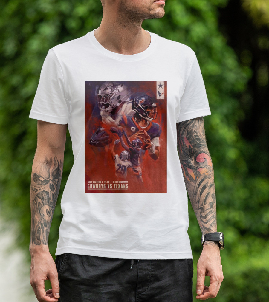 AT&T Stadium Cowboys Vs Texans 11.18 Gameday Illustrated Matchup T-Shirt
